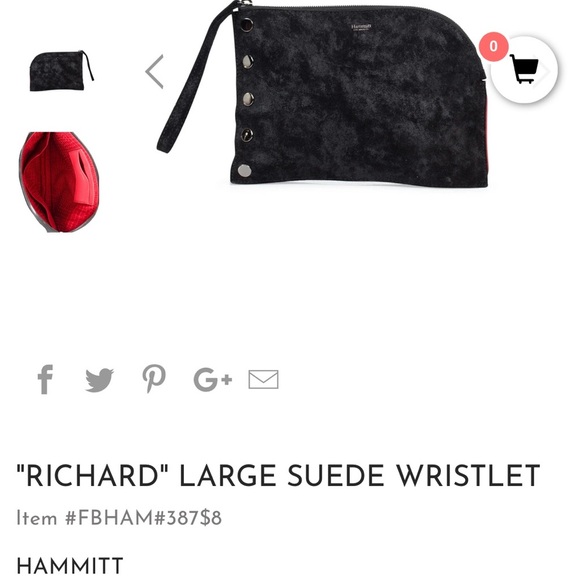 Hammitt “Richard” Large Black Suede Wristlet - Picture 3 of 11